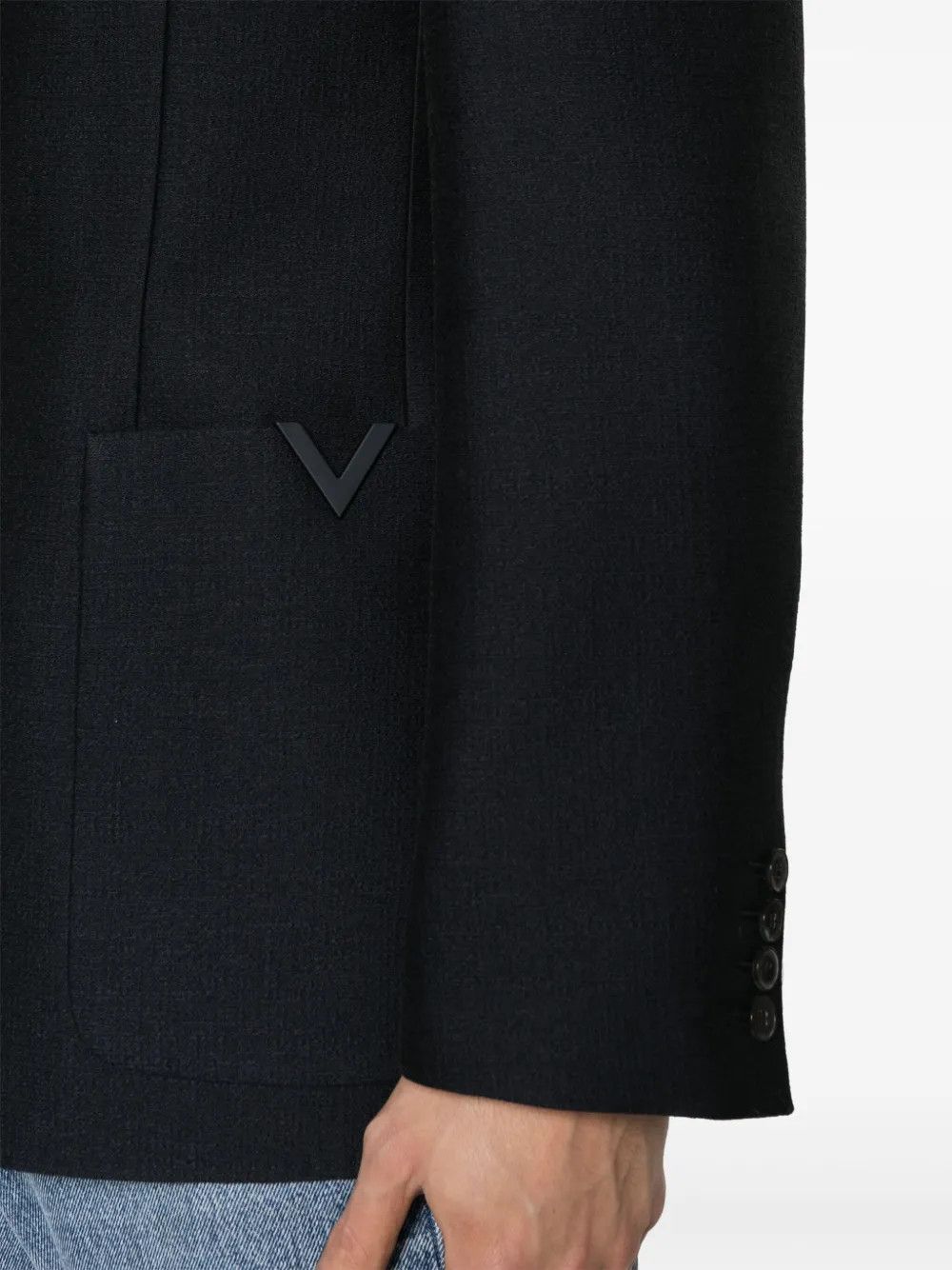 Valentino o1y0525 Logo Blazer in Midnight Blue Size US M / EU 48-50 / 2 - 2 Thumbnail