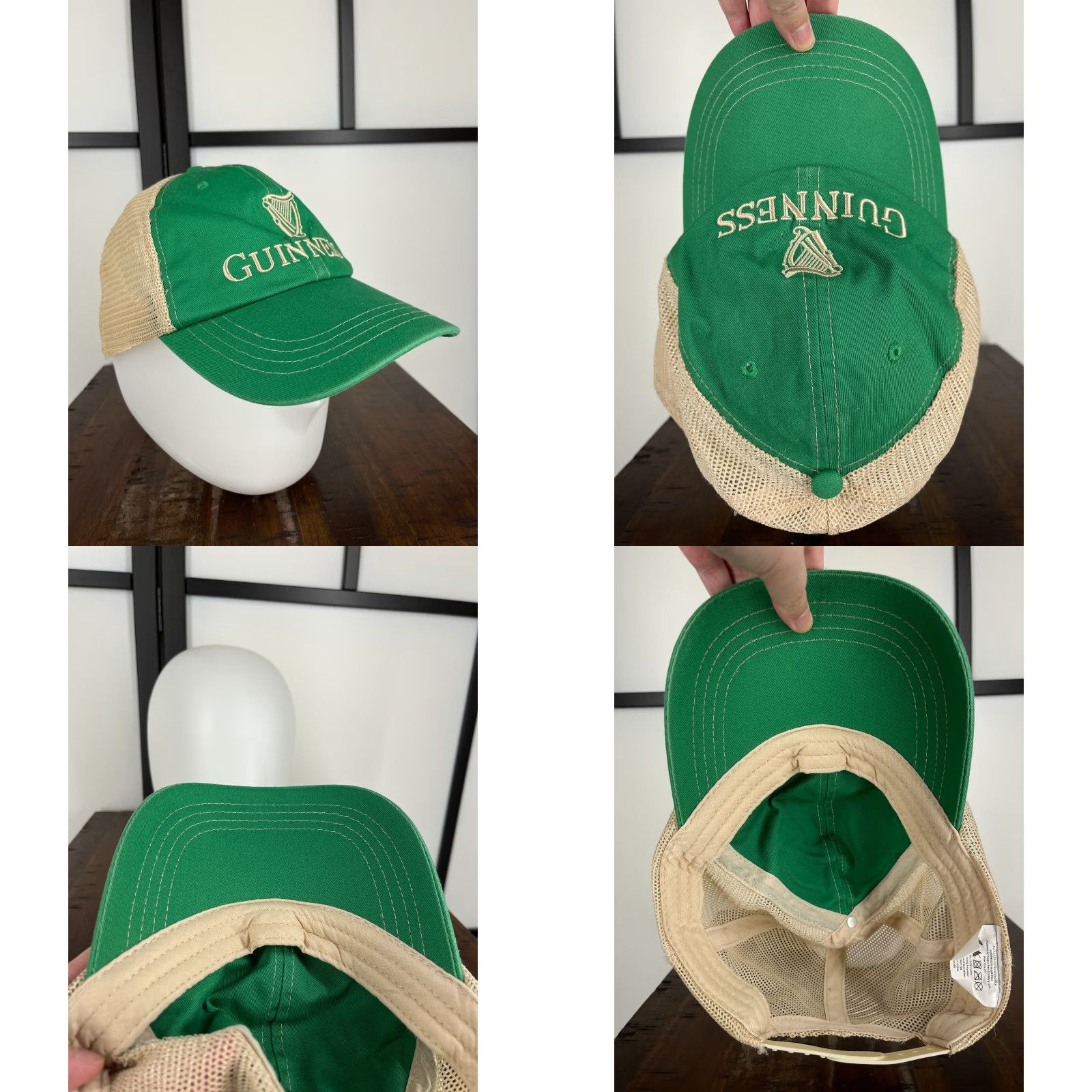Vintage Guinness Trucker Hat Adult Green Cap Casual Men Cotton Twill Adjustable Beer Shamrock Ireland Cap Hats 90s Theme Mens Size ONE SIZE - 8 Thumbnail