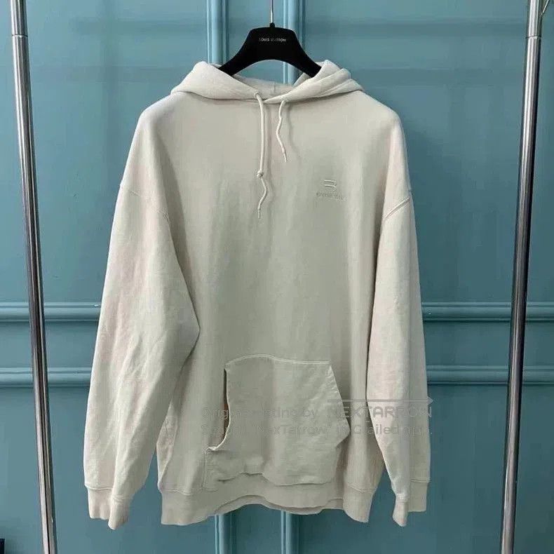 Balenciaga Double Logo Embroidered Hoodie.