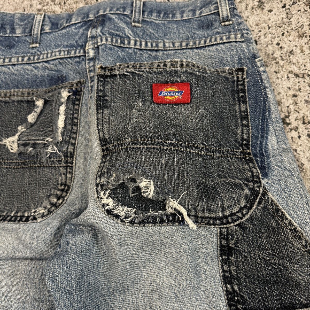Vintage Dickies Patchwork Faded Thrashed Carpenter Jeans ERD Grunge Size US 28 / EU 44 - 7 Thumbnail