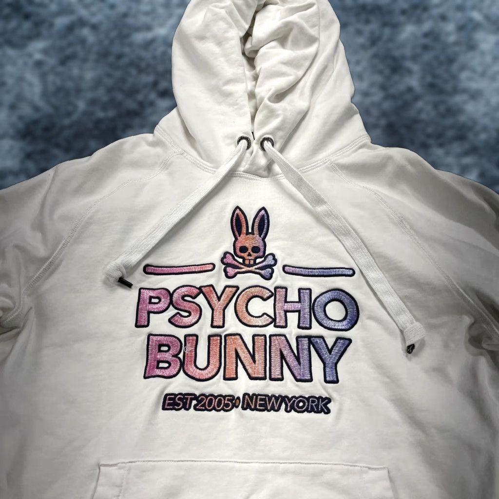 Psycho Bunny Psycho Bunny Hoodie Mens M White Gradient Logo Skull Bunny Pullover Graphic Print Hooded with Pockets Crew Neck Size US M / EU 48-50 / 2 - 1 Thumbnail