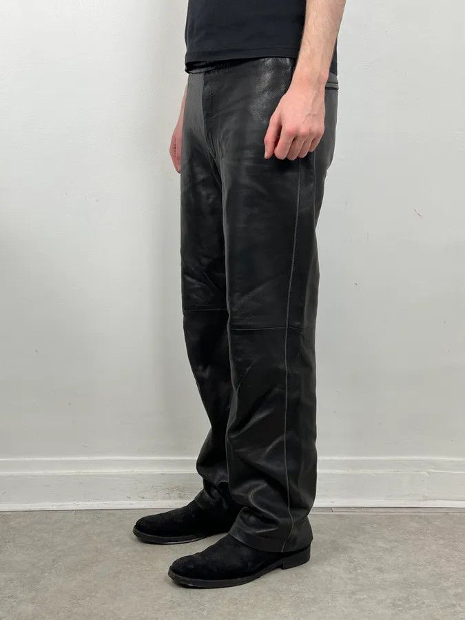 Jil Sander Jil Sander Black Leather Premium Biker Pants Size US 31 - 3 Thumbnail