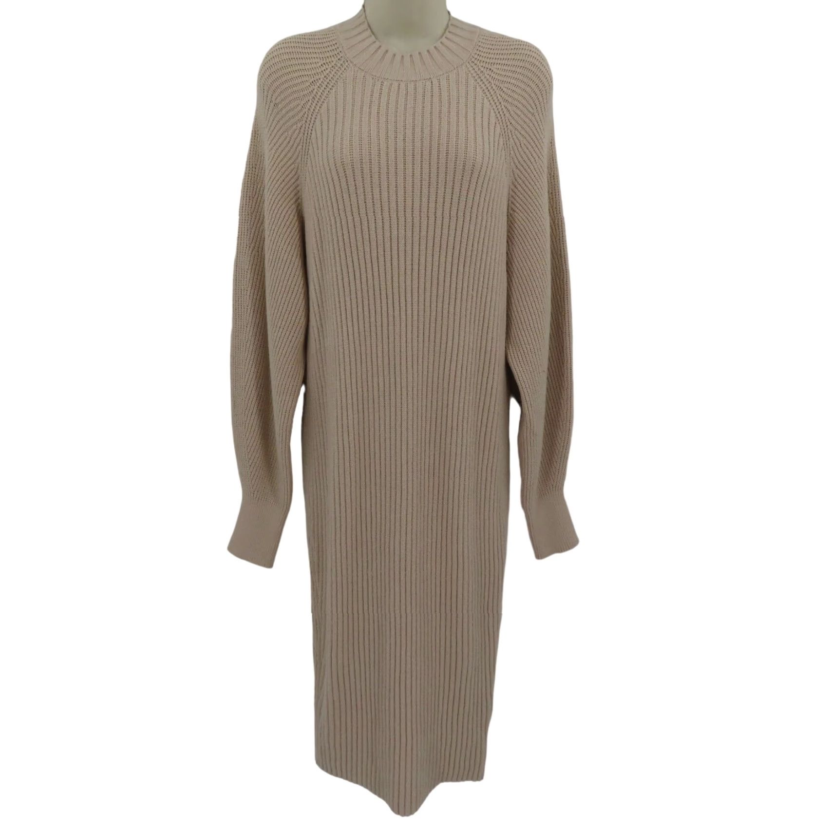 Express Express XS Beige Crewneck Knit Sweater Dress Womens Long Sleeve Midi Casual Formal Workwear Size XS / US 0-2 / IT 36-38 - 2 Thumbnail