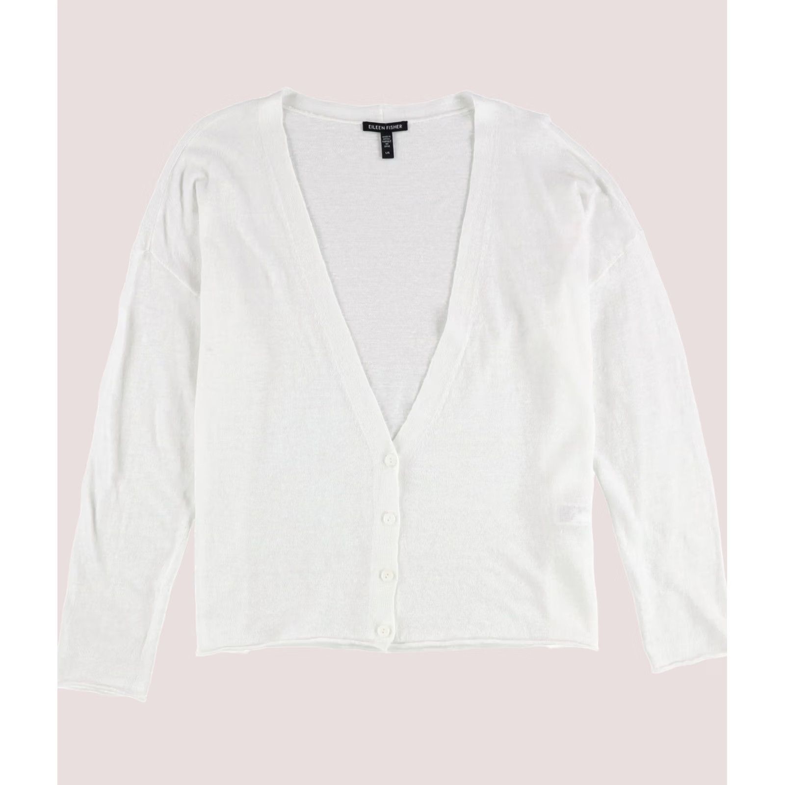 Eileen Fisher Eileen Fisher Womens Cardigan Sweater White Large Size L / US 10 / IT 46 - 1 Thumbnail