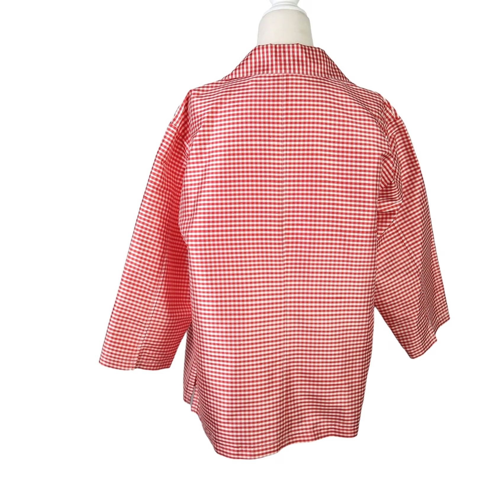 Vintage Patchington jacket shirt M red white gingham silk open Womens Size M / US 6-8 / IT 42-44 - 4 Thumbnail