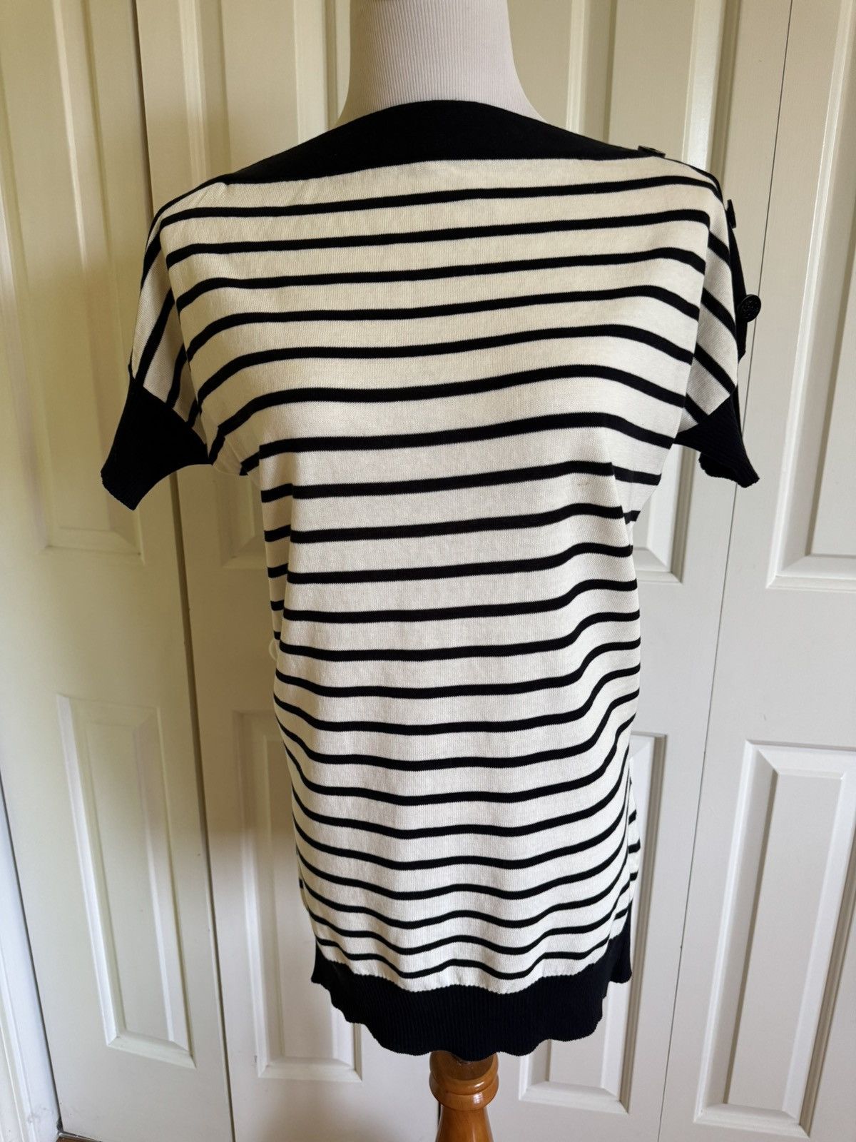 Other MARINA YACHTING White/Navy Striped Knit Cotton Tunic M EUC Size M / US 6-8 / IT 42-44 - 2 Thumbnail