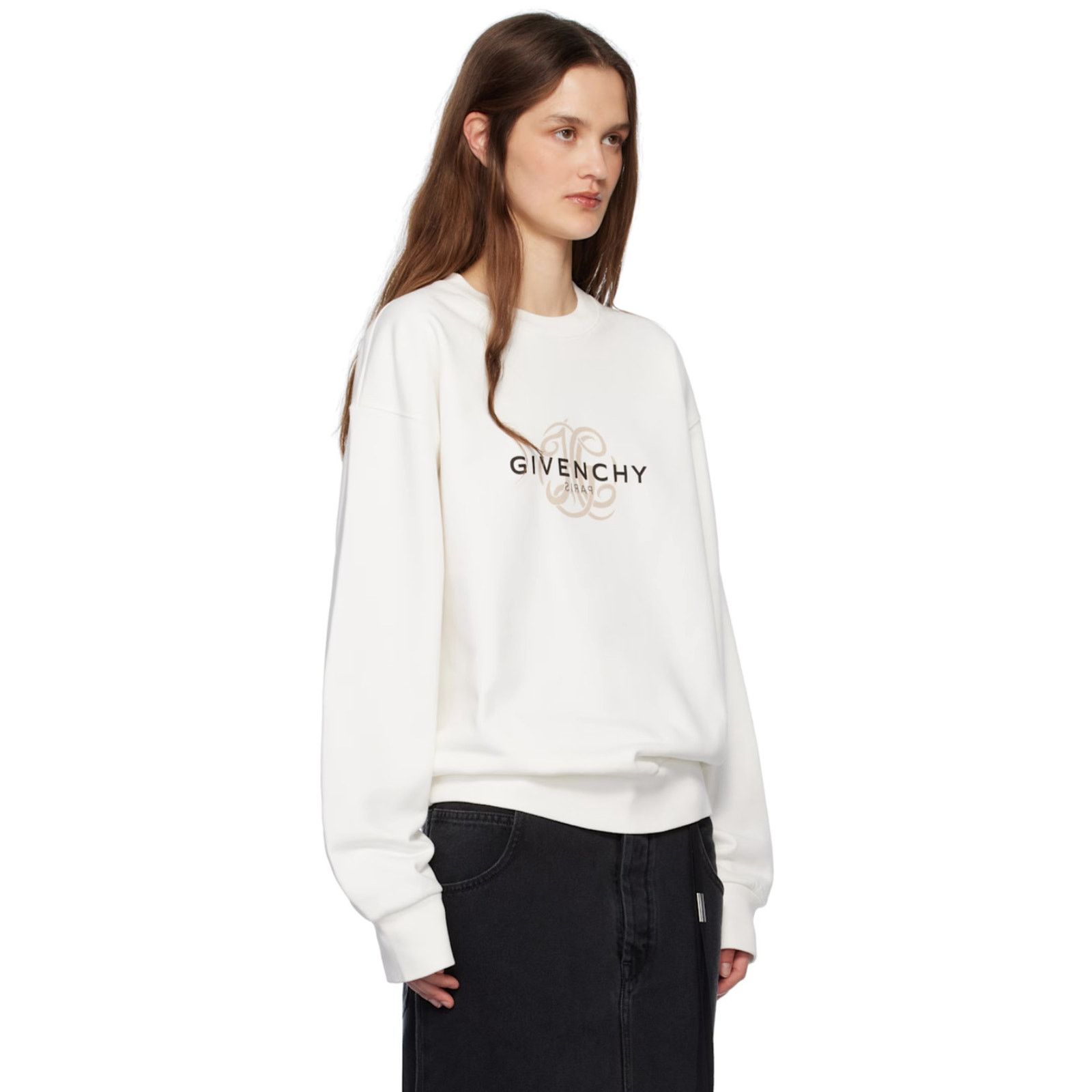 Givenchy GIVENCHY Off White Reverse Fleece Sweatshirt Size S Size S / US 4 / IT 40 - 13 Thumbnail