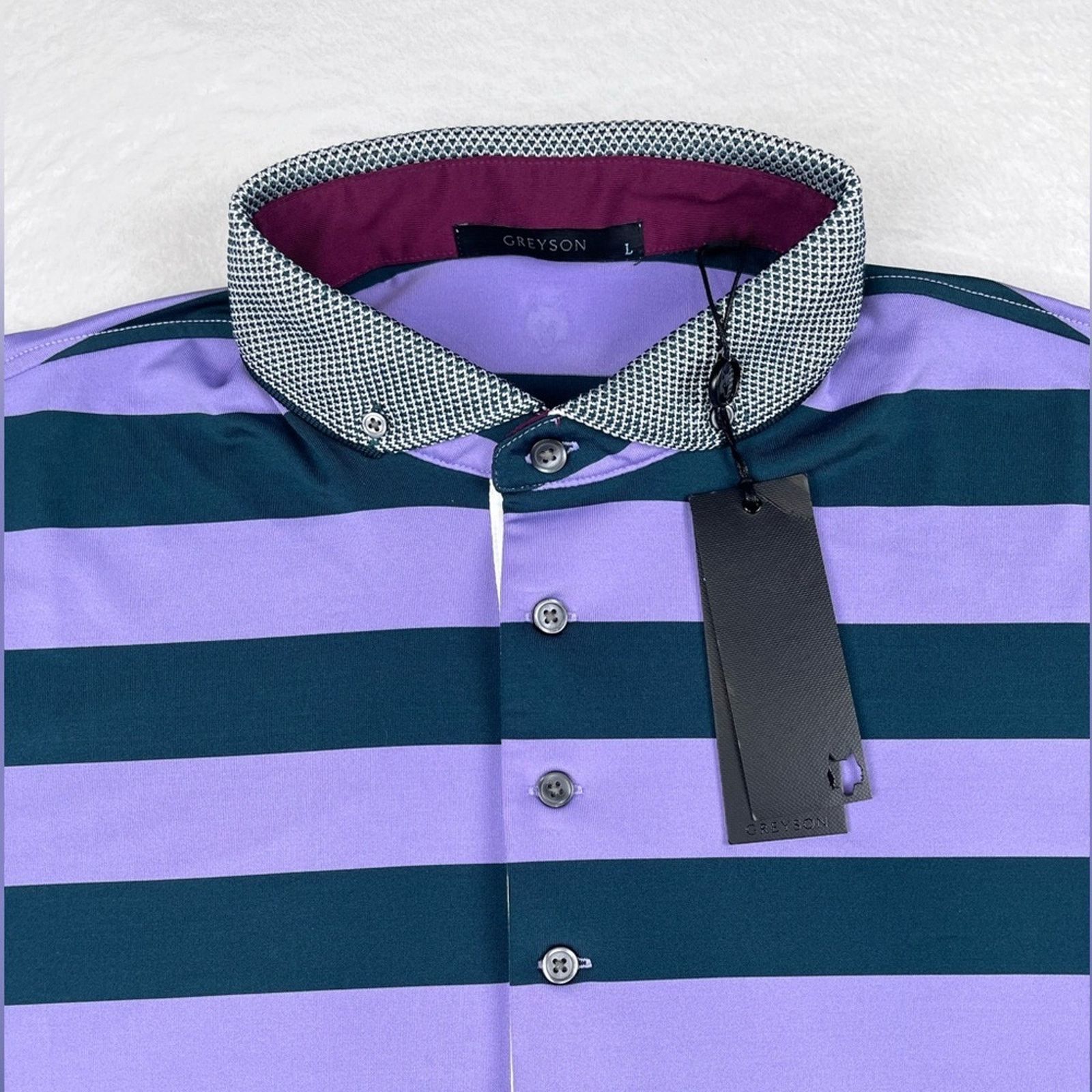Other Greyson Men’s L Purple Saguache Striped Windflower Golf Polo Size US L / EU 52-54 / 3 - 4 Thumbnail