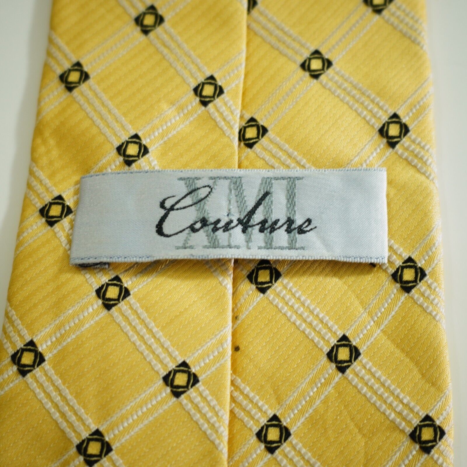 XMI Platinum XMI Couture Yellow Woven Geometric Wide USA Silk Tie Size ONE SIZE - 3 Thumbnail