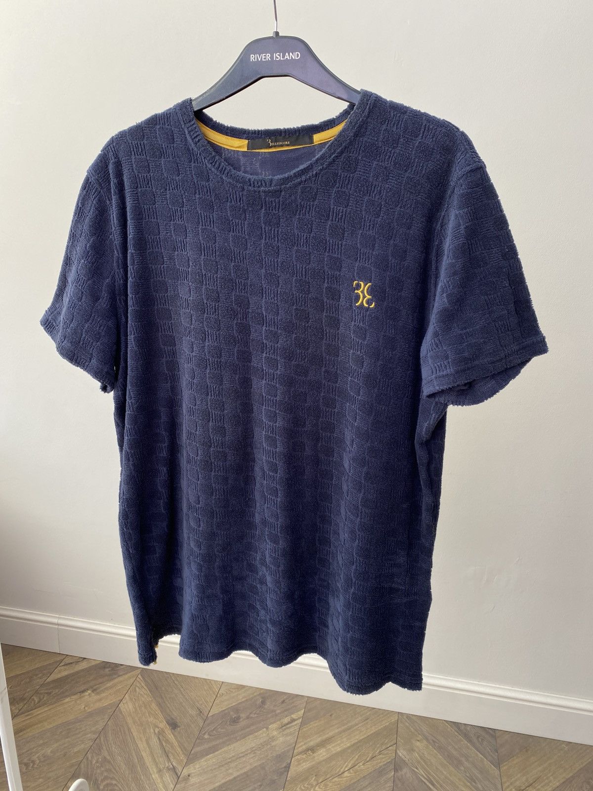 Billionaire Couture Vintage Billionaire Textured T-Shirt Navy Embroidered Logo Size US L / EU 52-54 / 3 - 3 Thumbnail