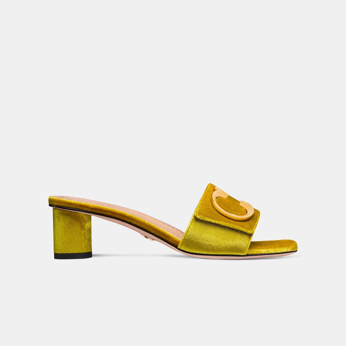 o1w1db11024 C'Est Dior Heeled Slide in Lime Yellow
