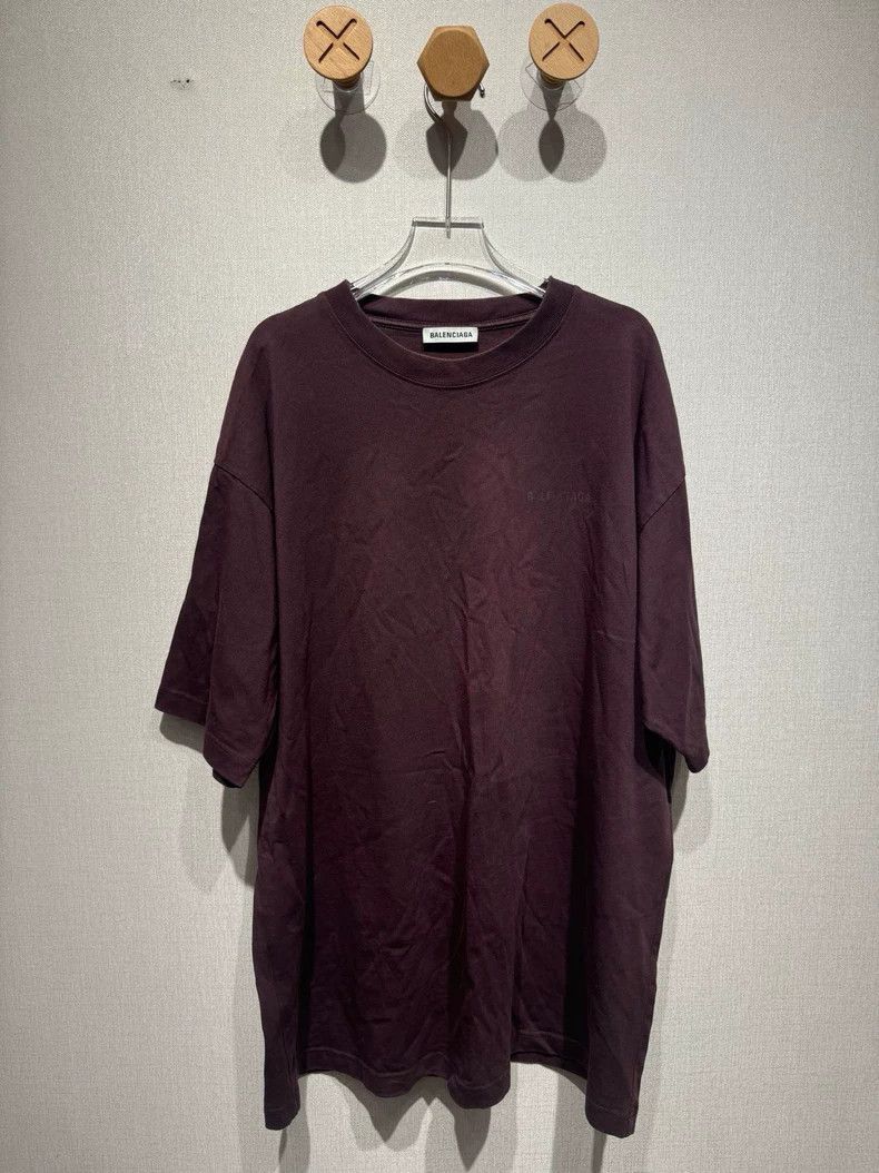 Balenciaga Balenciaga Burgundy Printed Logo Short Sleeve Size US M / EU 48-50 / 2 - 1 Thumbnail