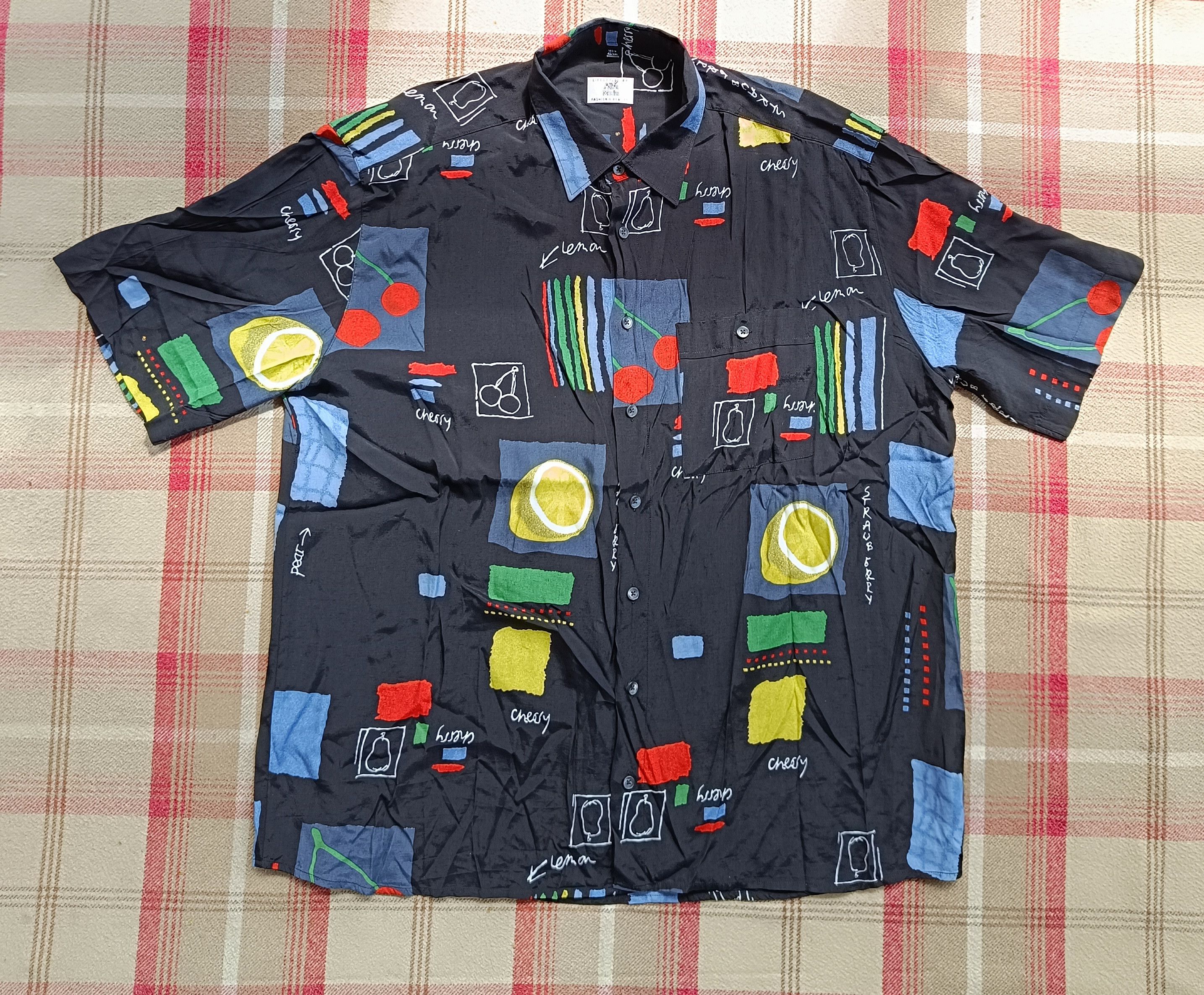 ALBA × Vintage Alba Moda Men XXL Vintage Short Sleeve Shirt Lemon Cherry Size US XXL / EU 58 / 5 - 4 Thumbnail