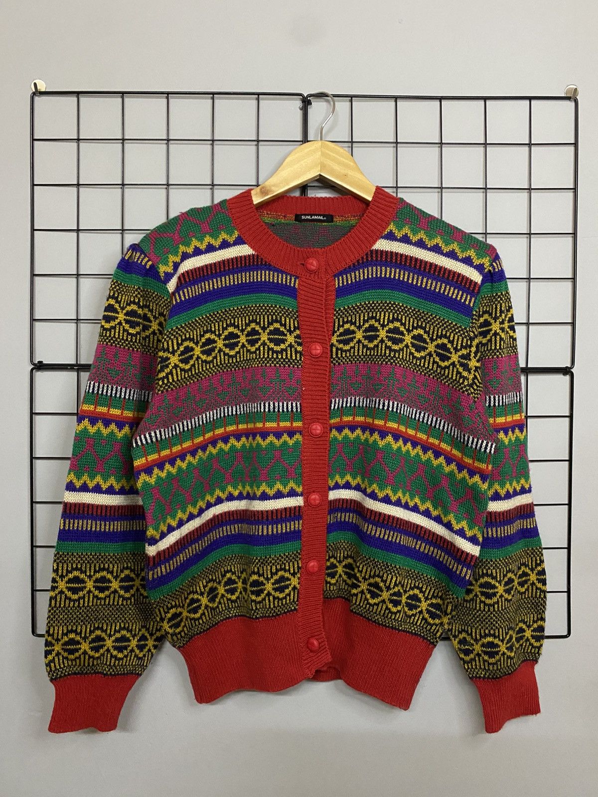 Aran Isles Knitwear × Japanese Brand × Vintage Vintage Cardigan Knitwear Sunlamail Size US L / EU 52-54 / 3 - 1 Thumbnail
