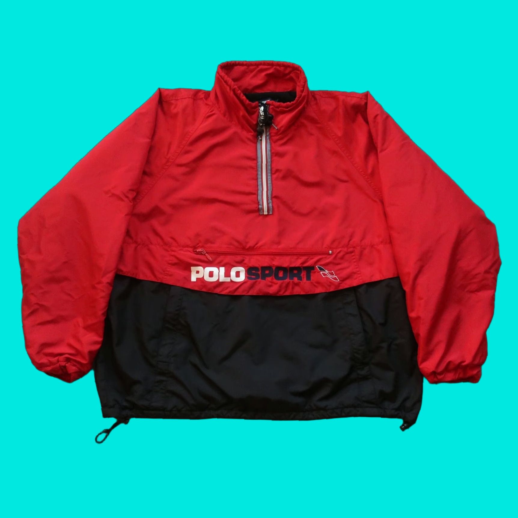 Polo Ralph Lauren VINTAGE Polo Sport Ralph Lauren Logo Pullover Jacket Men XL Red Black Jacket Mens Size US XL / EU 56 / 4 - 1 Thumbnail