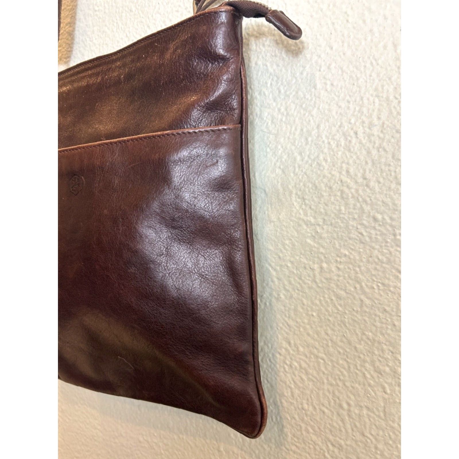 Vintage Valentina Crossbody Bag Brown Leather Made In Italy 12x10.5 Womens Size ONE SIZE - 6 Thumbnail