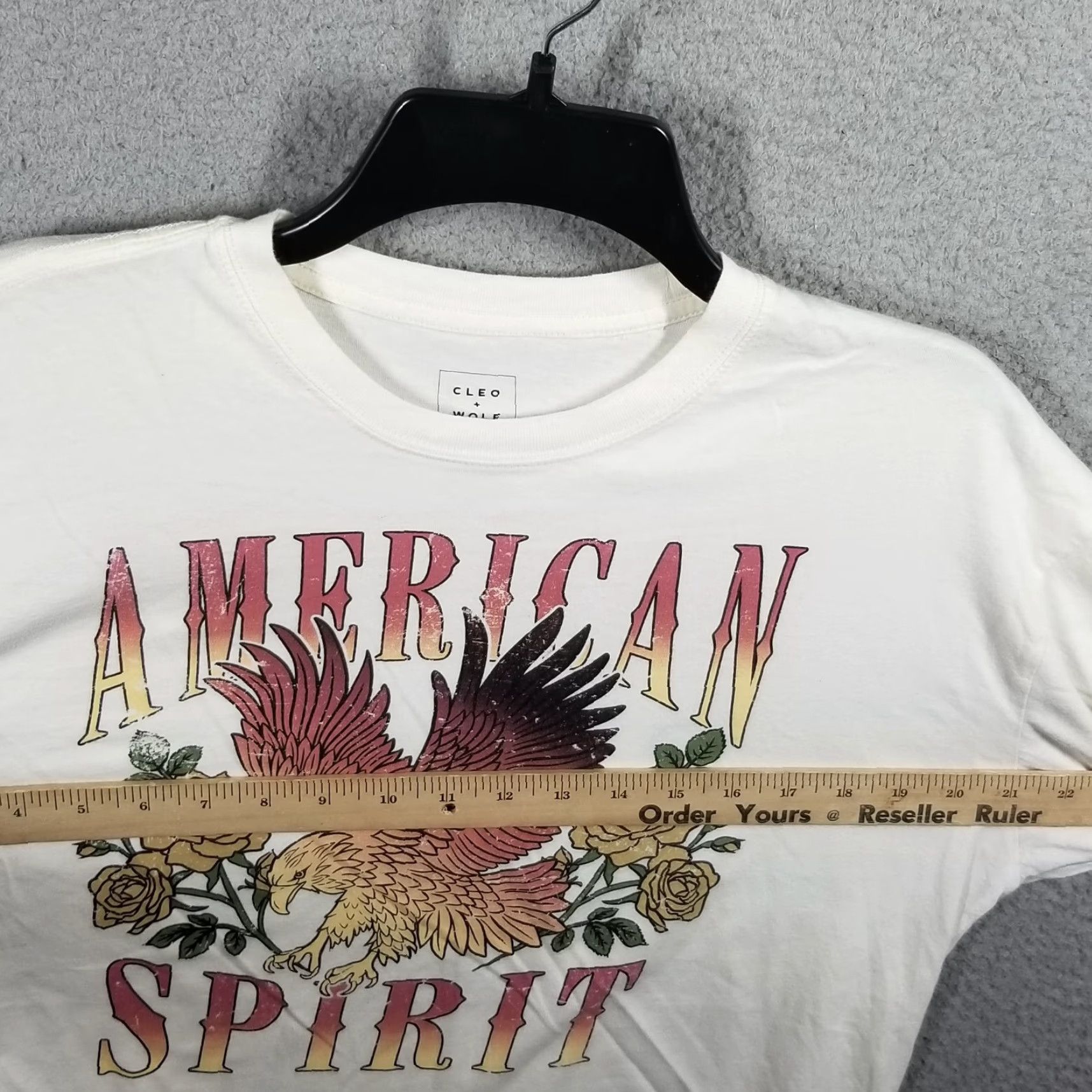 Vintage Cleo + Wolf Women's Medium White Short Sleeve Graphic Tee American Spirit Eagle Size M / US 6-8 / IT 42-44 - 6 Thumbnail