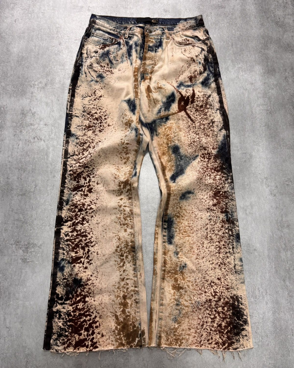 Pantalon En Cuir Vintage Roberto Cavalli - Couleur Marron Brûlé érodé - Taille M/L - Occasion Très Bon état