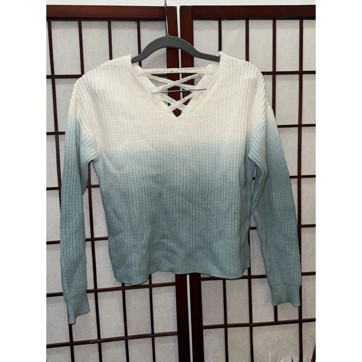 Other Justice Top Turquoise Ombre Sz 12 Pullover Chunky Cable Knit Size XL / US 12-14 / IT 48-50 - 7 Thumbnail