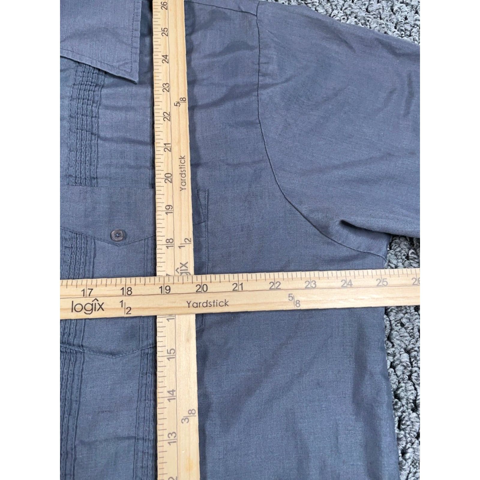 Haband VINTAGE Haband Guayabera Shirt Four-Pocket Button-Up Adult Large Gray/Gray Pocketed 80s 90s Retro Casual Mens Size US L / EU 52-54 / 3 - 7 Thumbnail