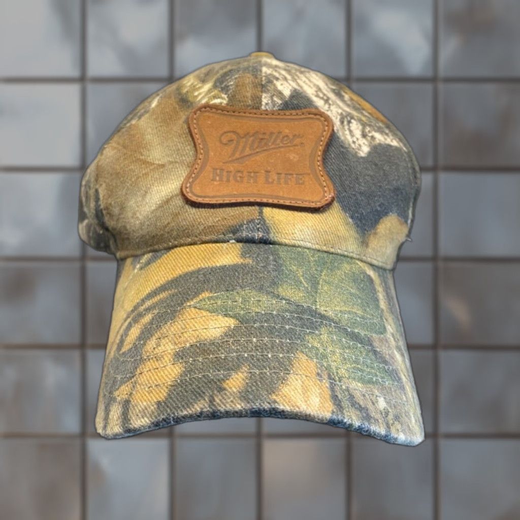 Vintage VINTAGE Miller High Life Hat Adult One Size Brown Camo Snapback Logo Beer Casual Mens Size ONE SIZE - 1 Thumbnail