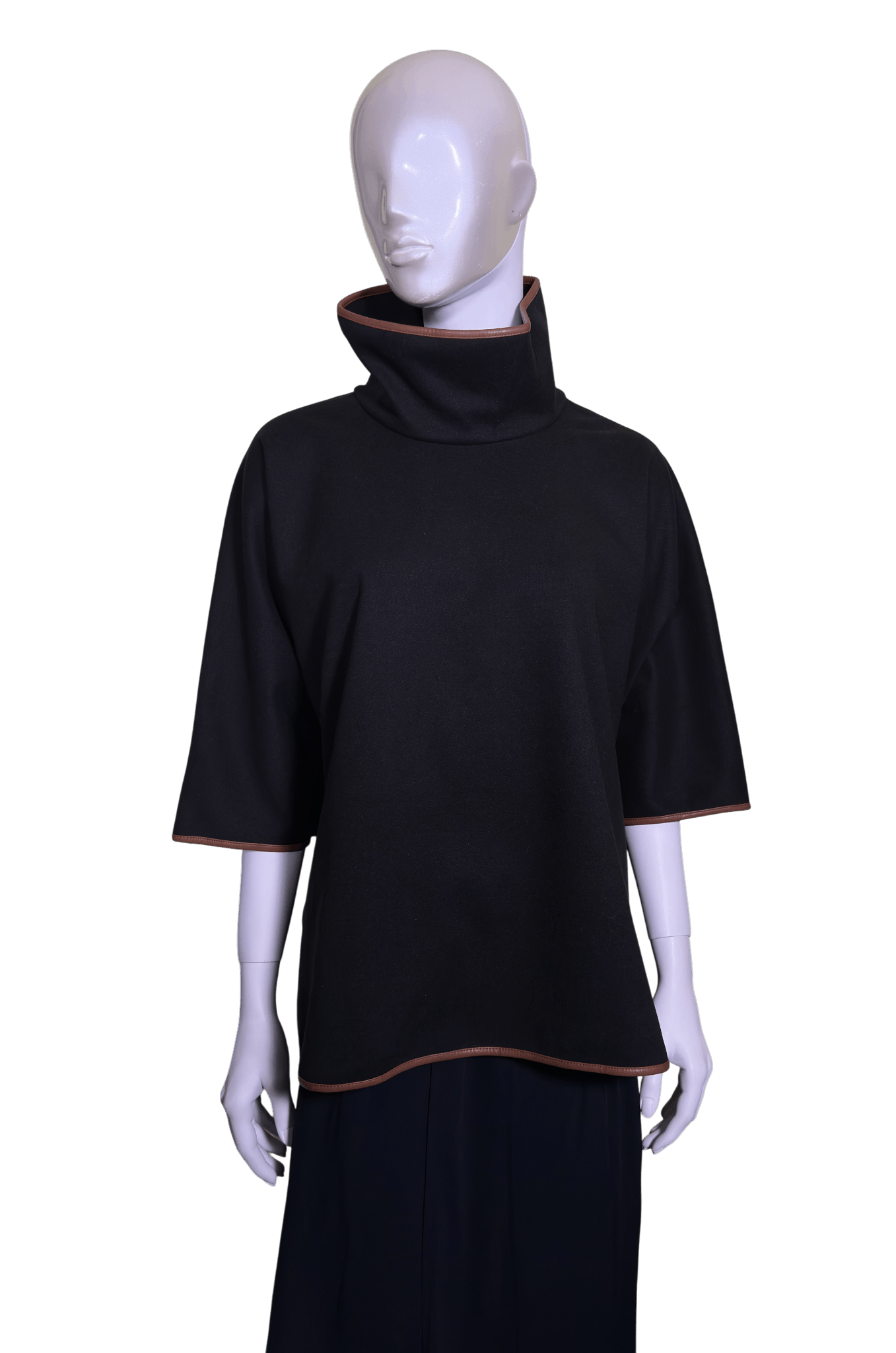 Other Tuckernuck Black Leather Trim Funnel Neck Piper Poncho Size ONE SIZE - 4 Thumbnail
