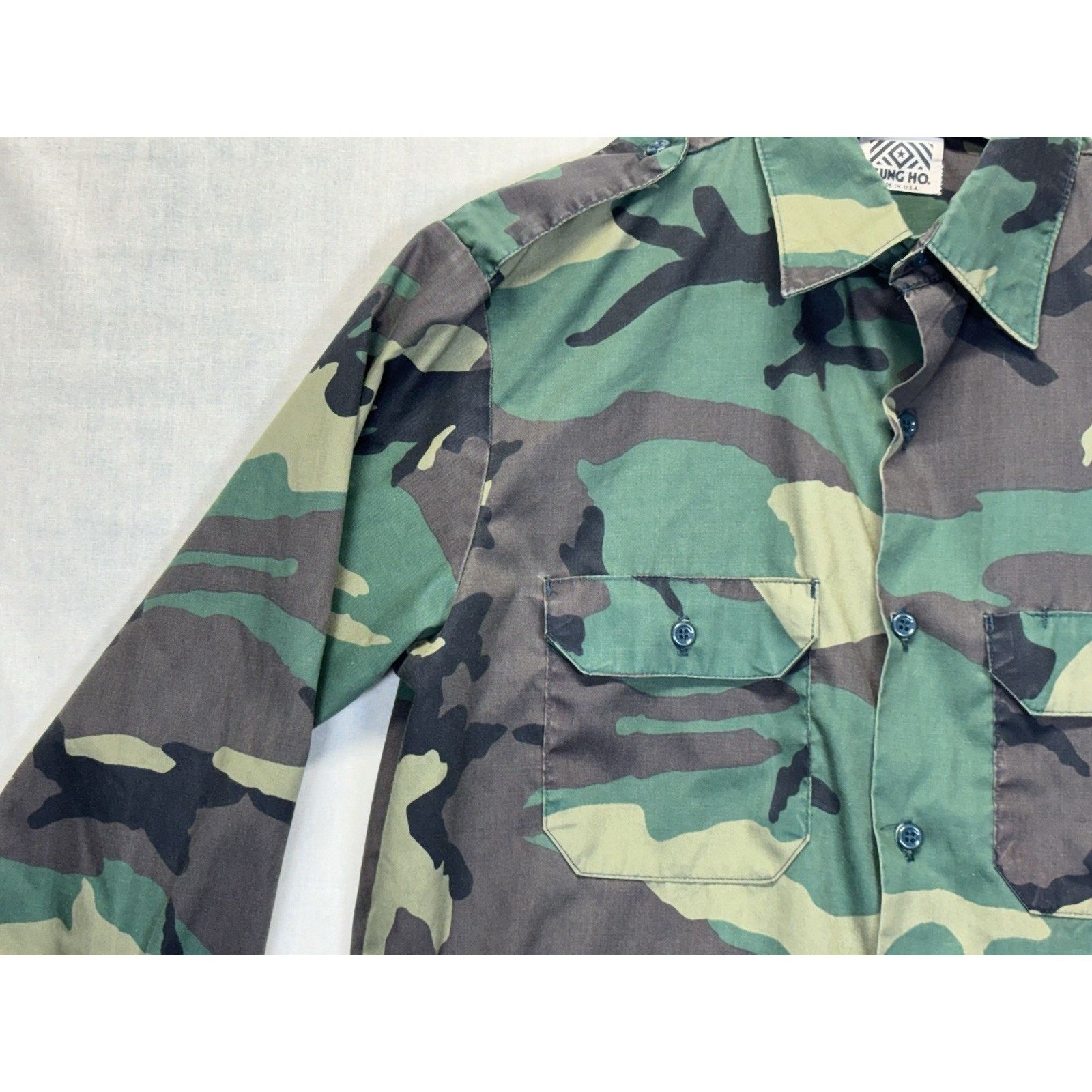 The Unbranded Brand Vintage Gung Ho Sz L Green Camo Military Button Shirt Size US M / EU 48-50 / 2 - 8 Thumbnail
