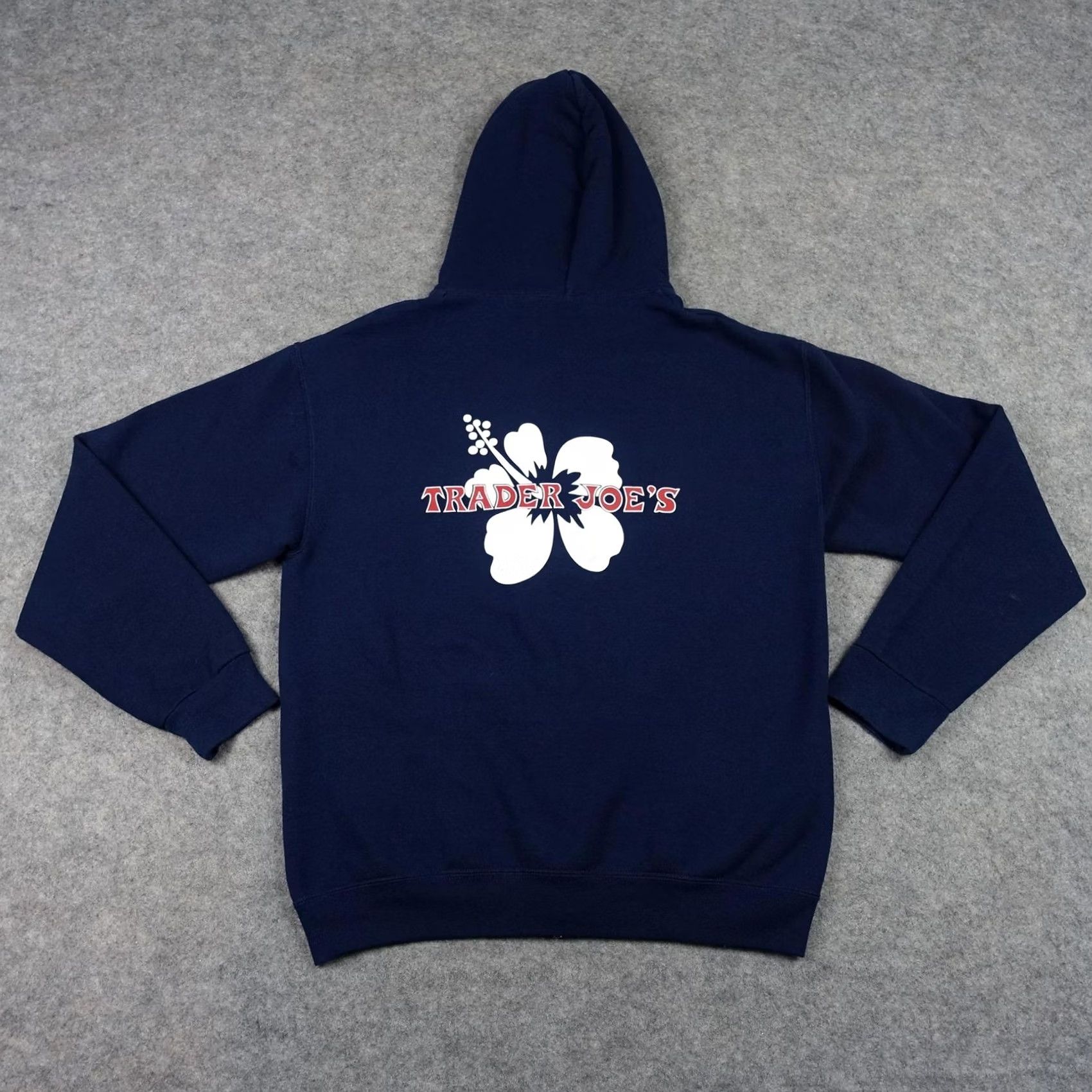 Jerzees JERZEES Hoodie Mens Medium Navy Full Zip Hibiscus Graphic VTG Jerzees Fleece VTG Size US M / EU 48-50 / 2 - 7 Thumbnail