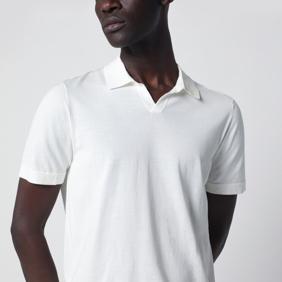 Drumohr o1d2blof0226 Cotton Polo Shirt in White Size US M / EU 48-50 / 2 - 4 Thumbnail