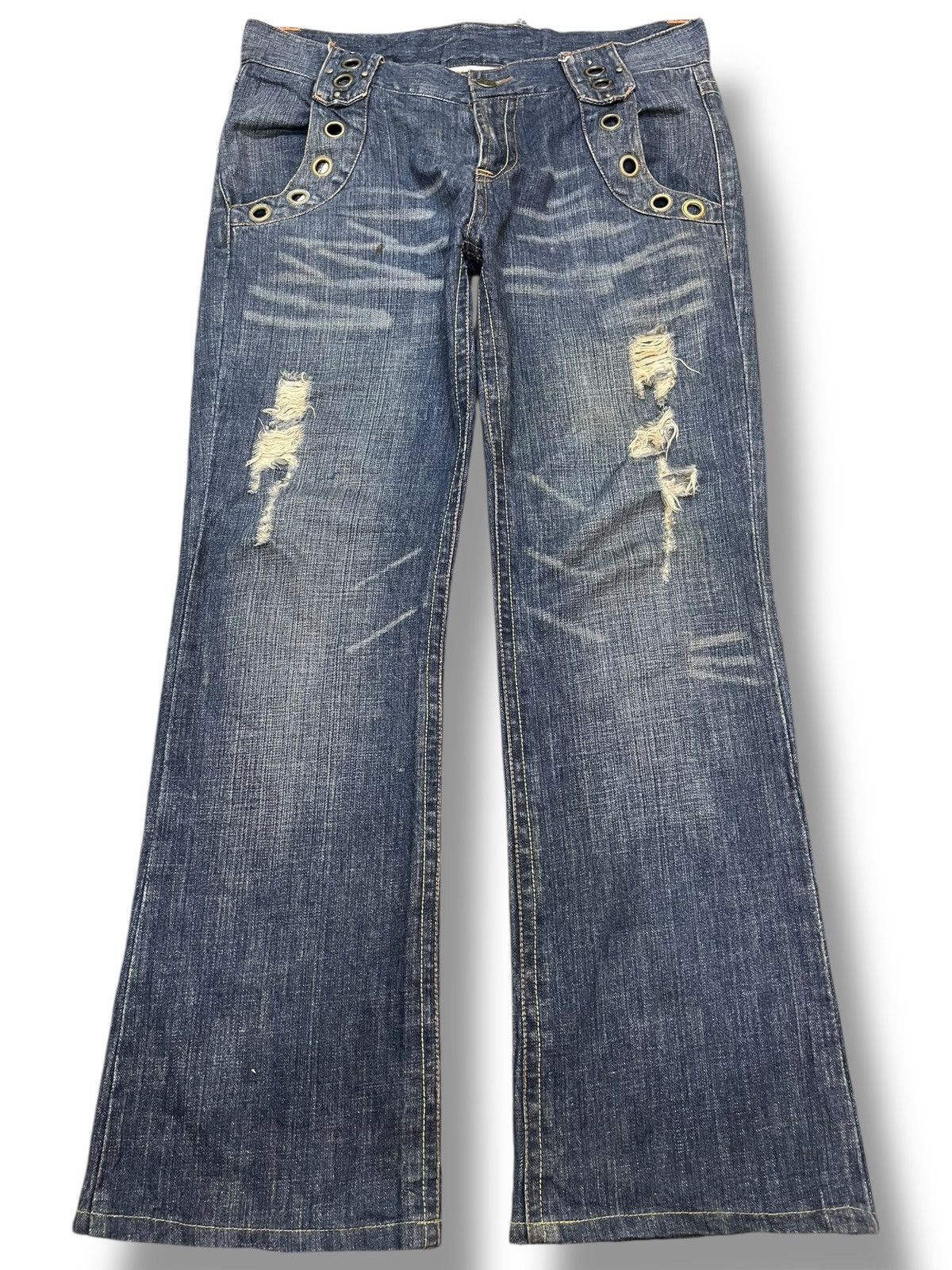 If Six Was Nine Vintage Agate Label Ring Studded Denim Size US 34 / EU 50 - 1 Thumbnail