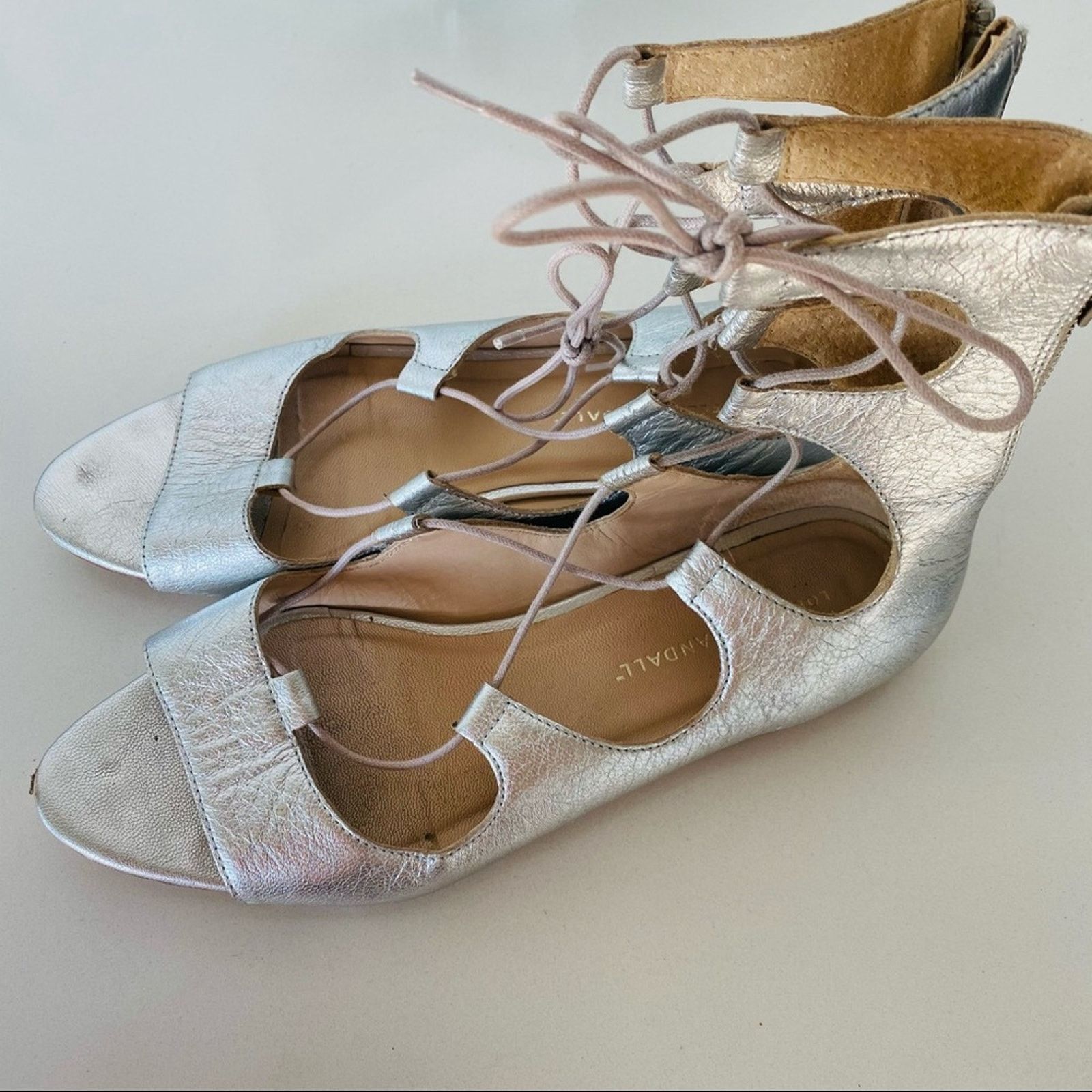 Loeffler Randall LOEFFLER RANDALL Metallic Silver Leather Sandal Flats 8.5 Size US 8.5 / IT 38.5 - 3 Thumbnail