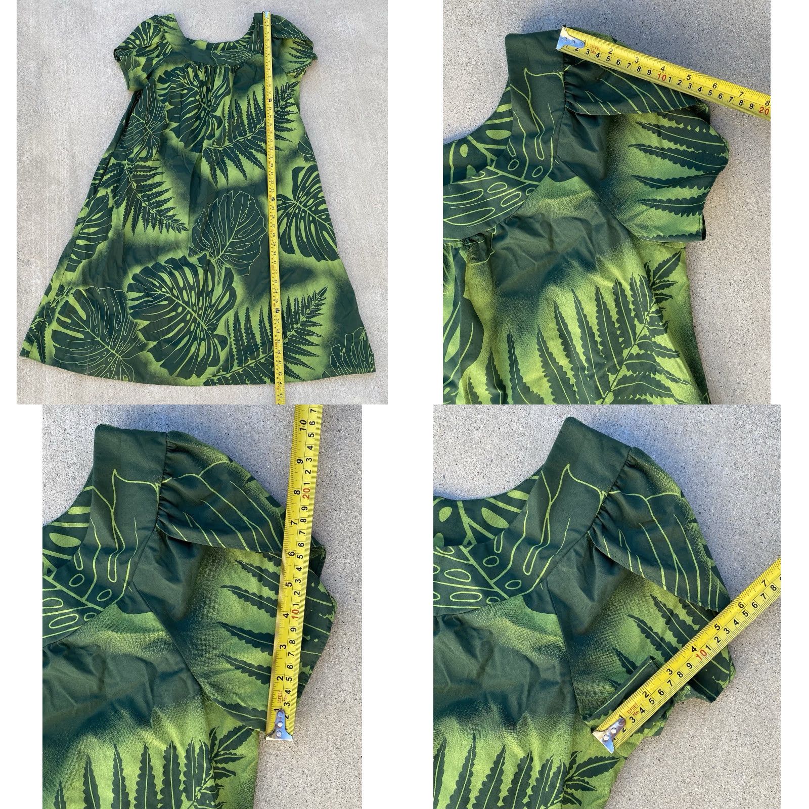 Vintage Royal Creations Muumuu Hawaiian Dress Hawaii Aloha XL Green Midi Polyester Blend Tulip Sleeves ZIP Not a stretchy fabric? Size XL / US 12-14 / IT 48-50 - 11 Thumbnail