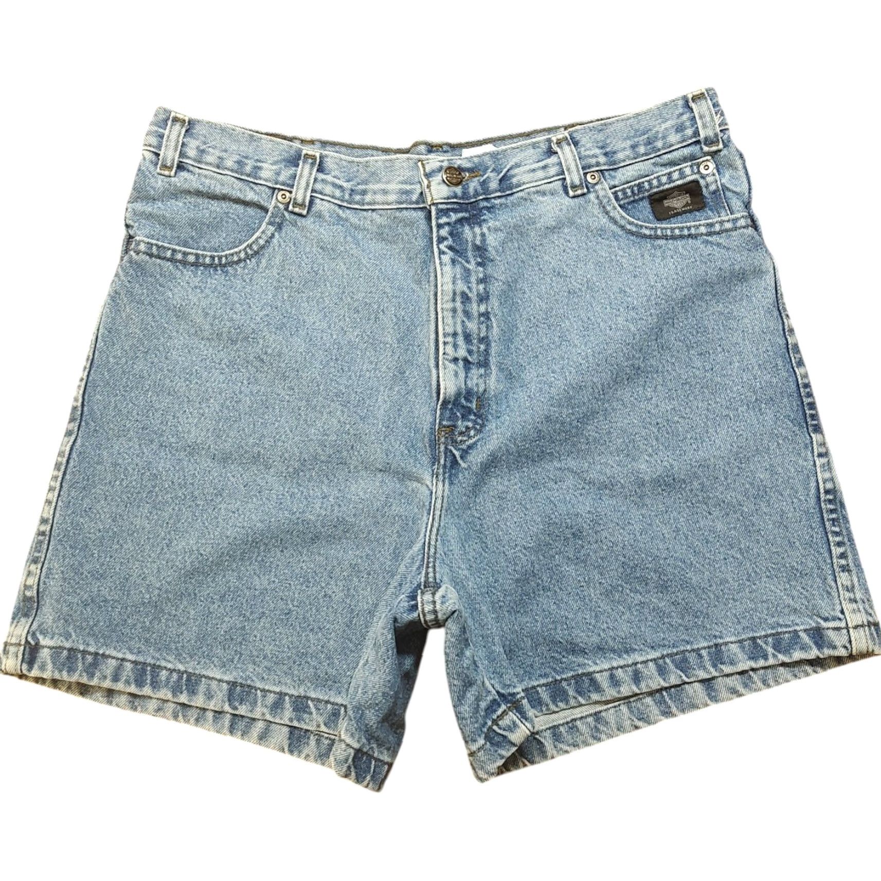Harley Davidson VINTAGE Harley-Davidson Shorts Womens 16 Denim Blue 5-Pocket Biker 90s Punk Motorcycle Size 38" / US 16 / IT 52 - 2 Thumbnail