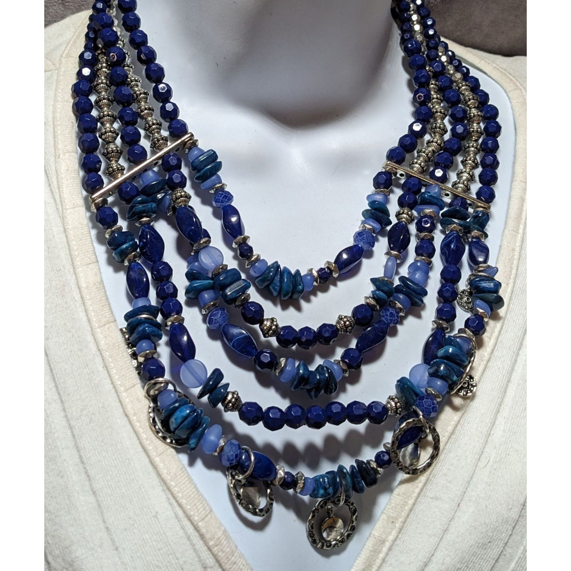 Other Silver And Blue Bohemian Bib Necklace Size ONE SIZE - 7 Thumbnail