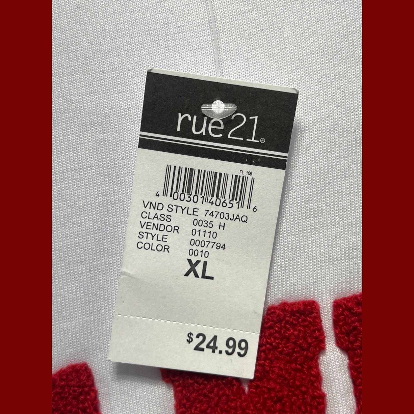 rue21 Rue 21 - Men's Long Sleeve Sweatshirt - White - Extra Large Size US XL / EU 56 / 4 - 8 Thumbnail