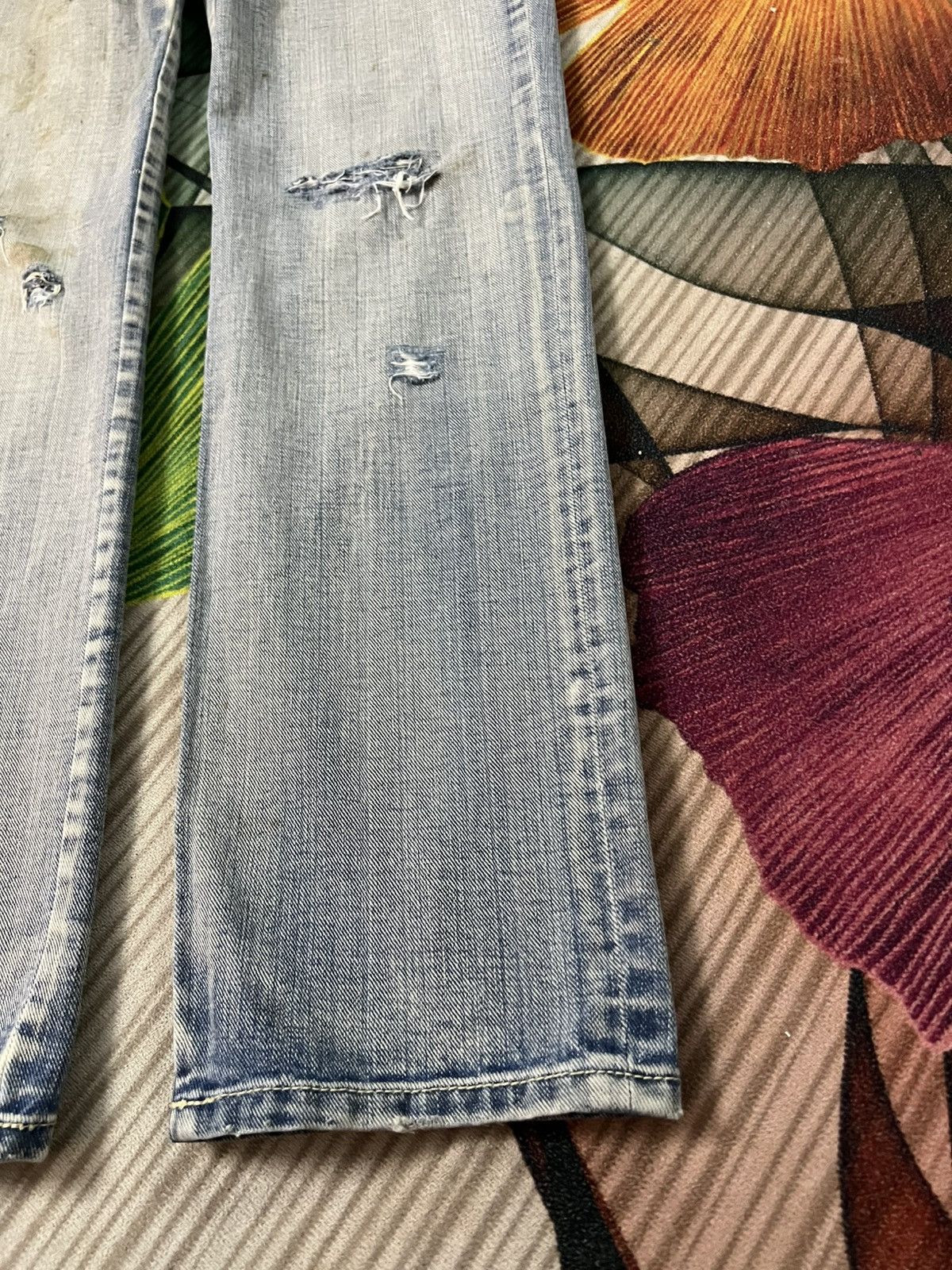 If Six Was Nine 💥Double Waist💥Japanese Unbrand Distress Patchwork Jean Size US 31 - 5 Thumbnail