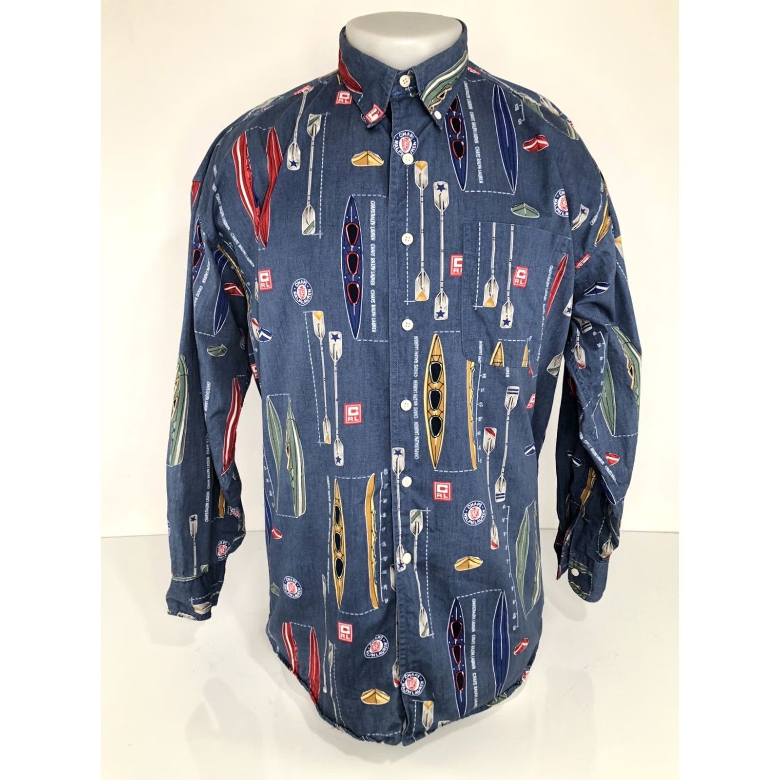 Ralph Lauren Chaps / Ralph Lauren All Over - Vintage Rowing Kayak Canoe Crew Mens L Shirt Size US L / EU 52-54 / 3 - 2 Thumbnail