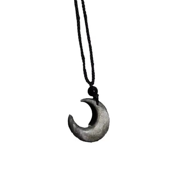 Jewelry Black Crescent Moon Pendant Necklace, Adjustable Cord Size ONE SIZE - 5 Thumbnail