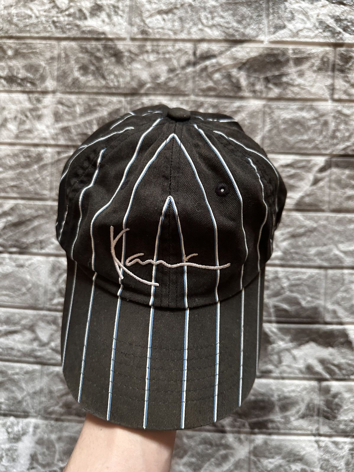 Karl Kani Vintage Karl Kani Faded Pinstripe Hat Signature Cap OS Y2K Size ONE SIZE - 3 Thumbnail