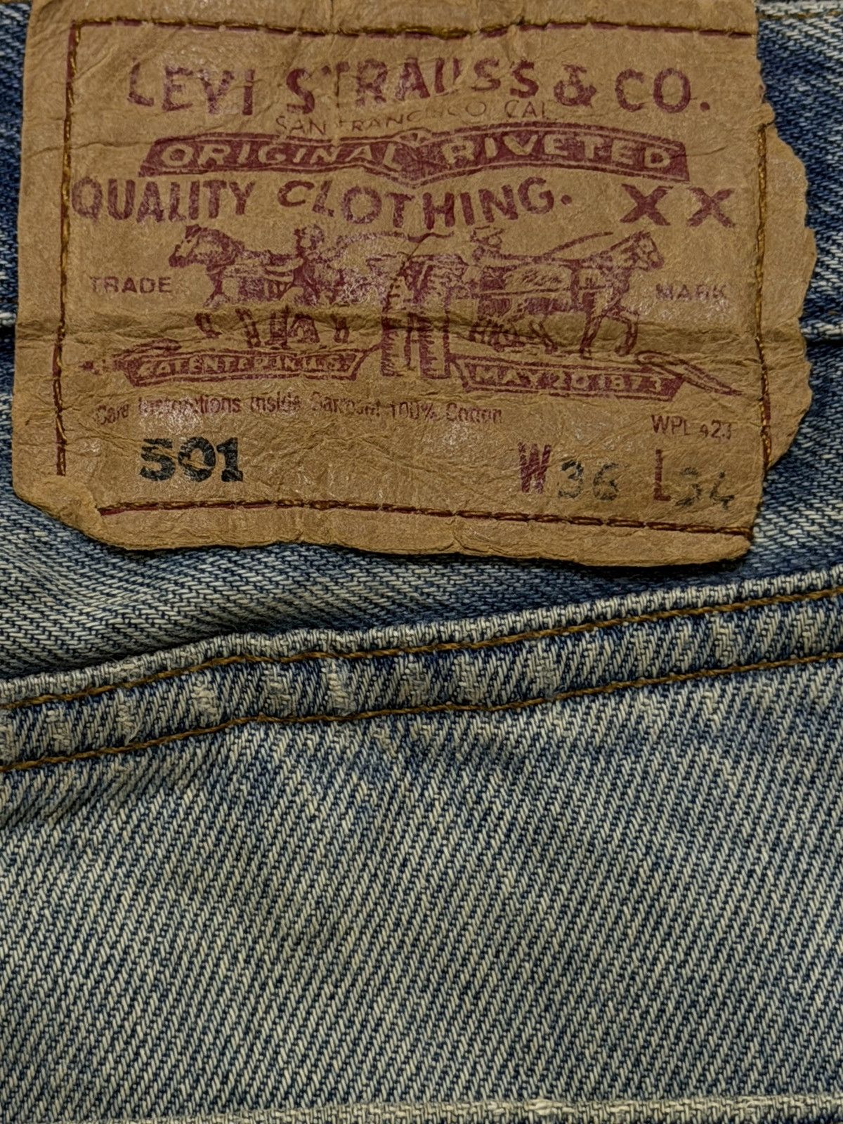 Levi's Vintage 90s Levis 501 Retro Blue Faded Wash Straight Leg Size US 35 - 6 Thumbnail