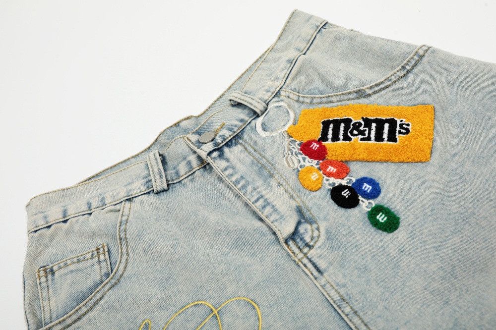 Jean Men's punk distressed loose embroidered washed denim shorts Size US 32 / EU 48 - 3 Thumbnail