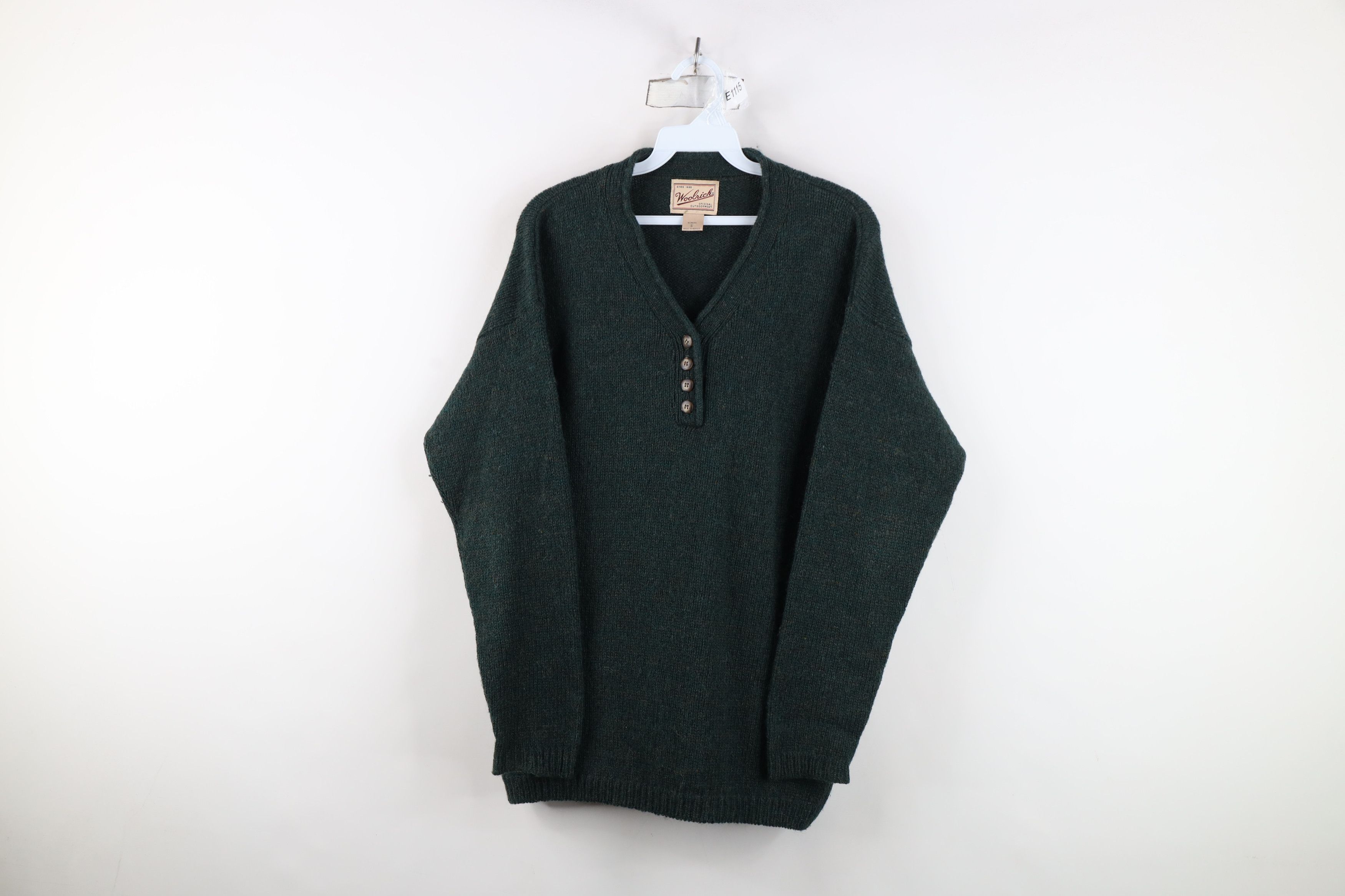 Woolrich Woolen Mills Vintage 90s Woolrich Wool Marled Knit Henley Sweater Green Size S / US 4 / IT 40 - 1 Thumbnail