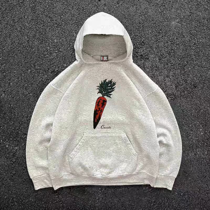 Vintage Grey washed vintage carrot print hoodie Size US M / EU 48-50 / 2 - 1 Thumbnail