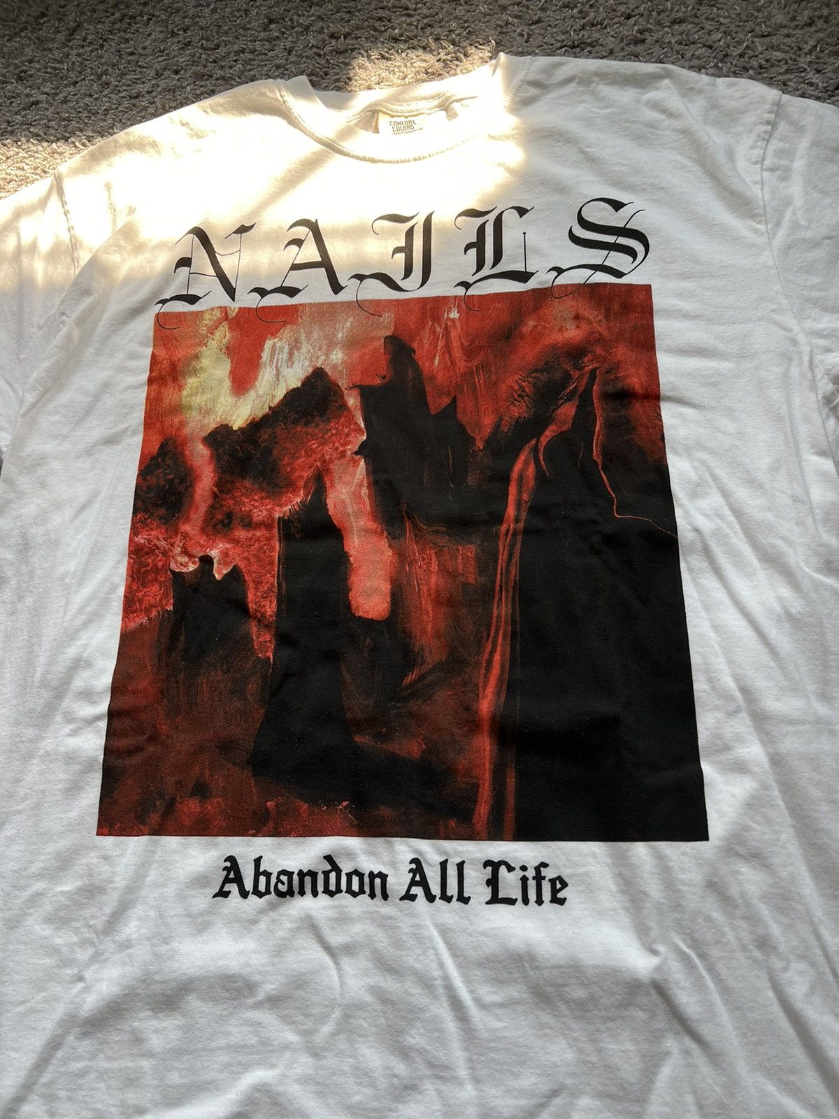 Band Tees Nails Abandon All Life White T-Shirt XL Size US XL / EU 56 / 4 - 2 Thumbnail