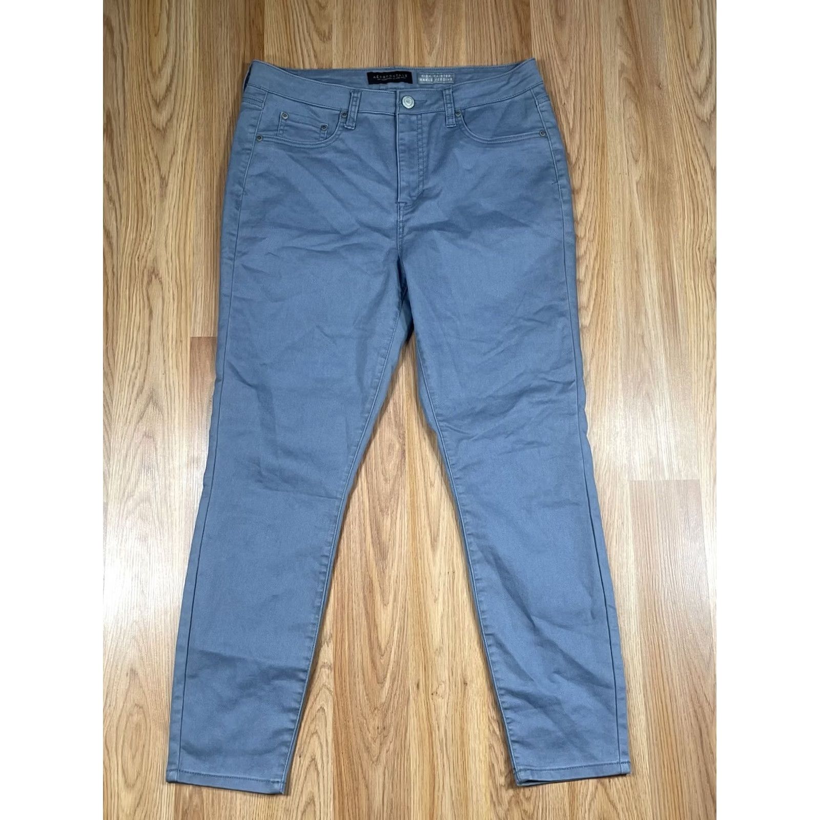 Vintage Aéropostale Pants Womens 12 Reg High Waisted Ankle Jegging Stretch Skinny Gray Jeans Size 24" / US 00 / IT 34 - 2 Thumbnail