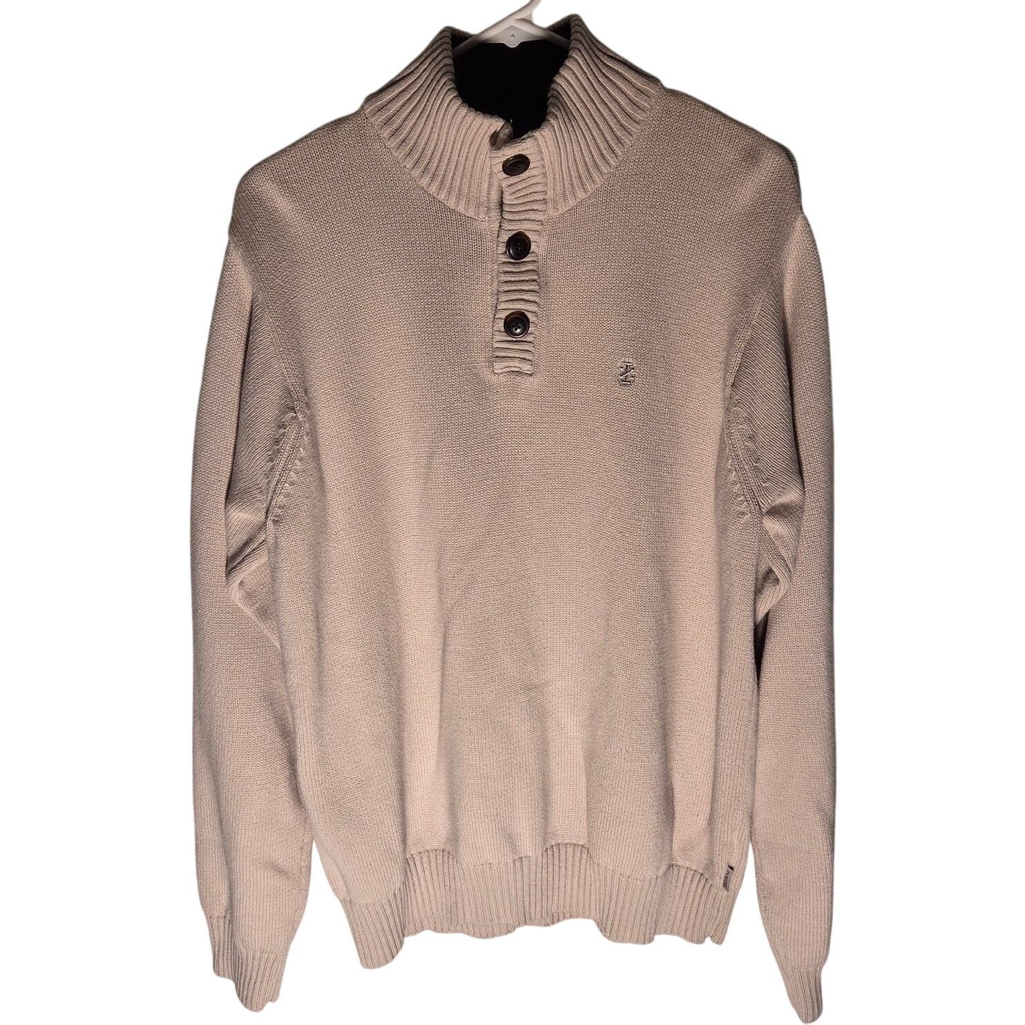 Izod IZOD Cream Quarter Button Pullover Sweater - Men's Large Size US L / EU 52-54 / 3 - 2 Thumbnail