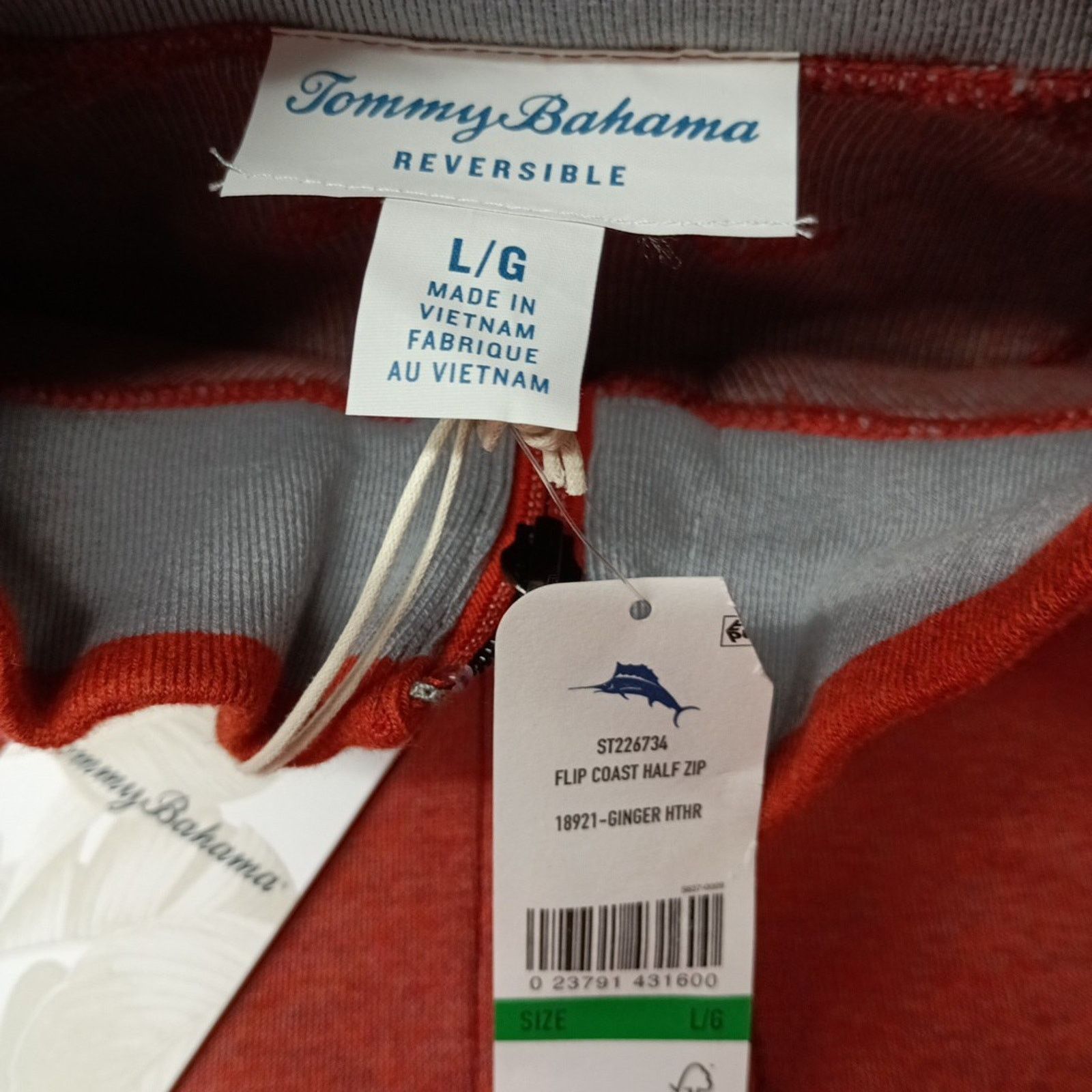 Tommy Bahama Tommy Bahama Reversible Ginger Pullover 1/4 Zip Men's Size L Size US L / EU 52-54 / 3 - 4 Thumbnail