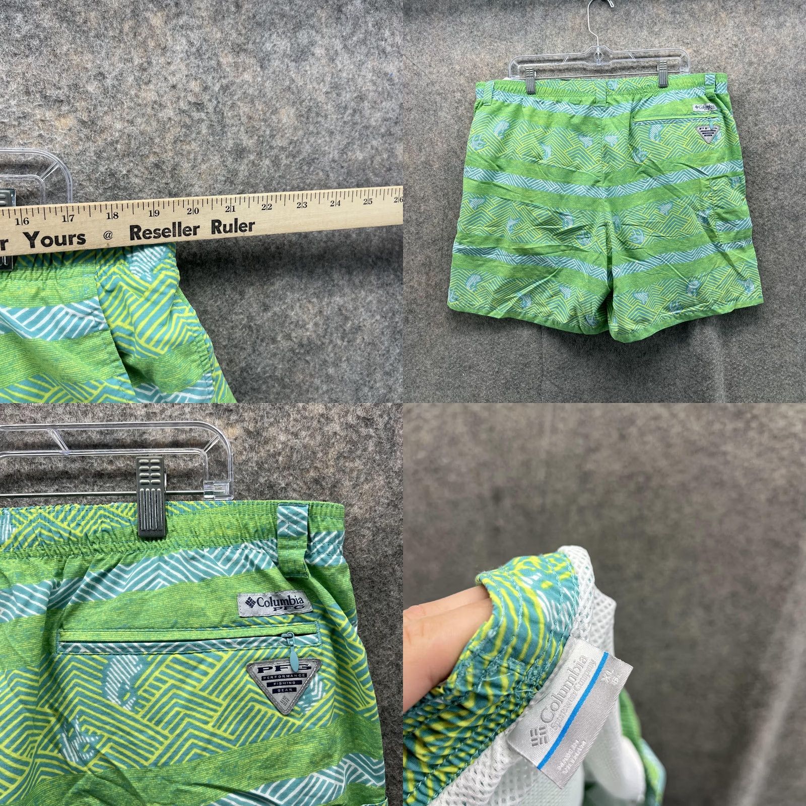 Swims VINTAGE Columbia Shorts Men XL Green Swim Bottom Lined PFG Performance Pockets Drawstring Size US 36 / EU 52 - 8 Thumbnail