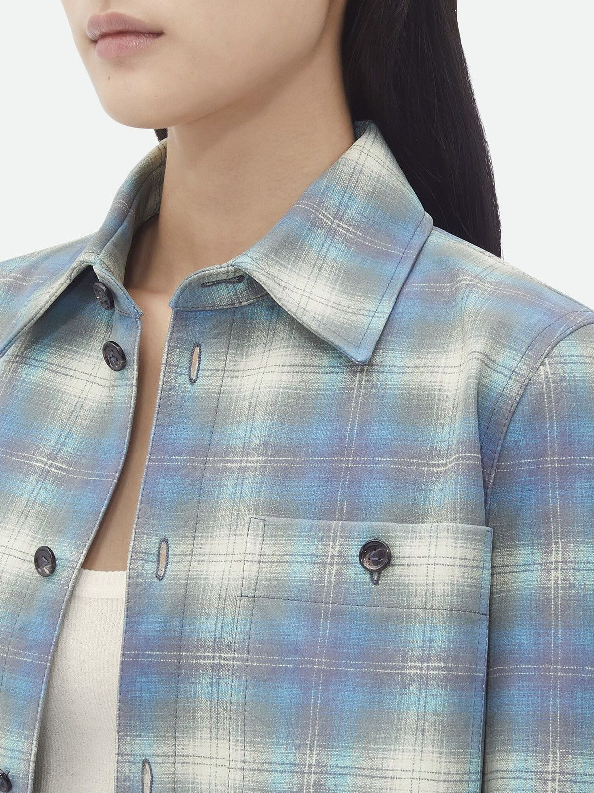 Bottega Veneta Runway Flannel Printed Leather Shirt BNWT Size XS / US 0-2 / IT 36-38 - 8 Thumbnail