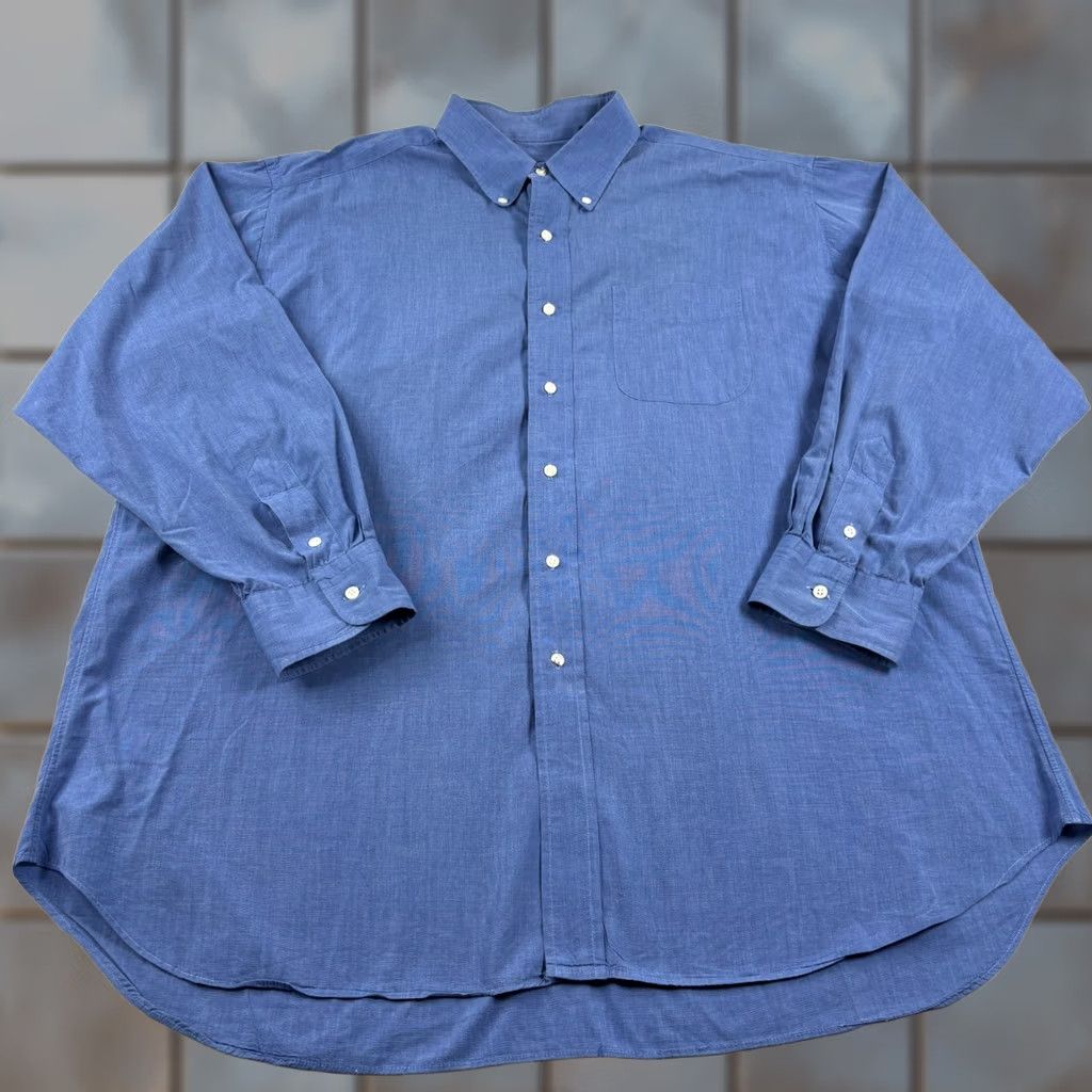 Vintage Gitman Bros Shirt Mens 17.5 Blue Button-Up Long Sleeve Dress Shirt Casual Formal Size 48R - 1 Thumbnail